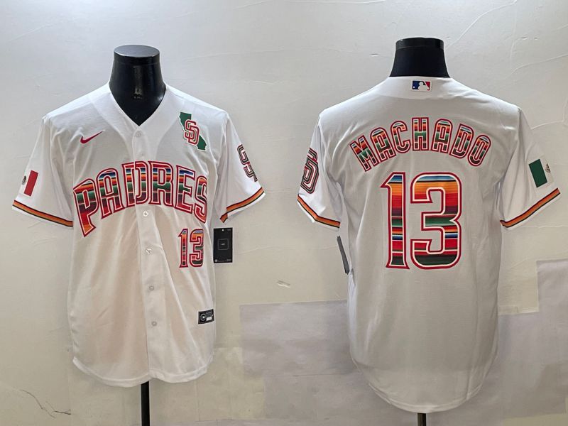 Men San Diego Padres 13 Machado White Fashion 2025 Nike MLB Jersey style 6
